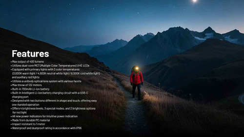 Nitecore NU25 MCT 400 Lumens Triple-Output Lightweight Headlamp