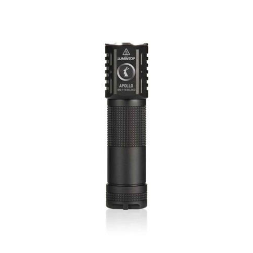 Front view of the Lumintop Apollo V2 High CRI 1300 lumen rechargeable torch standing upright.
