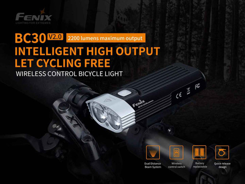Fenix BC30 V2.0 Wireless remote switch 2200 lumen LED bike light + Fenix BC05R V2.0
