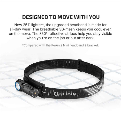 Olight Perun 3 Mini 1250 lumens Rechargeable Head Torch with White and Red Light