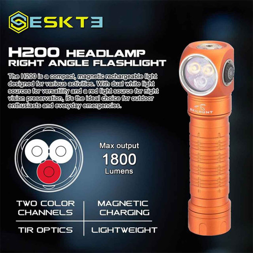 Skilhunt H200 - 18650 Magnetic Rechargeable LED Headlamp