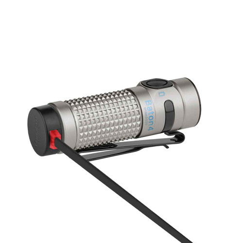 Olight Baton 4 Premium Edition Titanium rechargeable EDC torch with wireless charging case