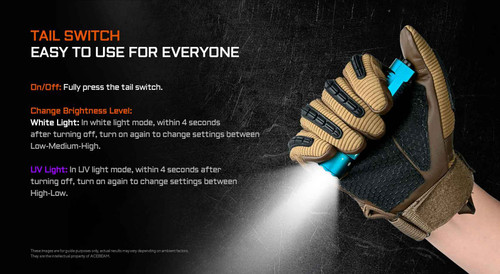 AceBeam K1 Cyan 1000 Lumen EDC Torch – White, Cyan Laser & UV Torch