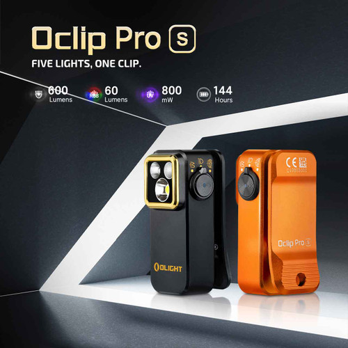Olight Oclip Pro S - 600 Lumen 5-in-1 Multifunctional EDC Clip Torch with UV & RGB Light