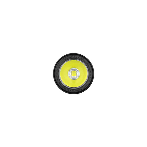Close-up top-down view of the Olight Baton 4 Pro flashlight's LED emitter.