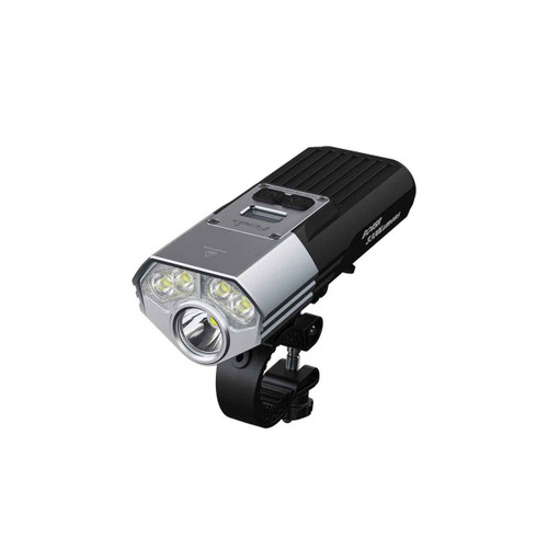 Fenix BC45R 3300 lumens rechargeable bike light, front-side view with handlebar mount.
