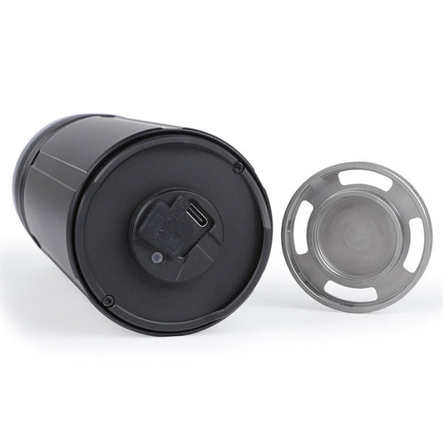 Imalent MS32 battery pack with the bottom cap removed, revealing the USB Type-C charging port.