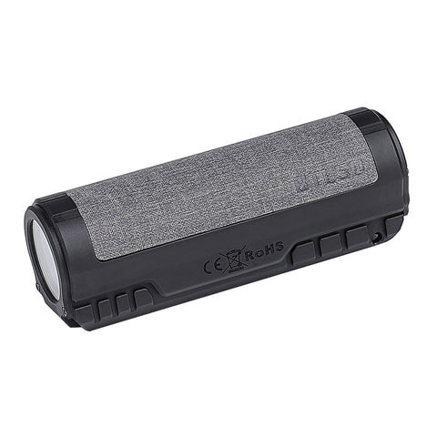 IMALENT grey fabric grip flashlight, back view showing CE and RoHS markings.