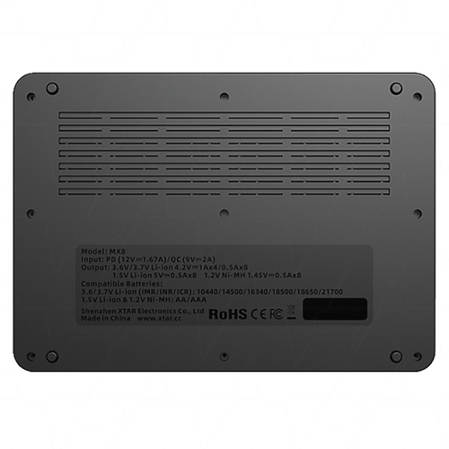 XTAR MX8 - 8-Slot Smart Battery Charger for Li-ion and NiMH Batteries