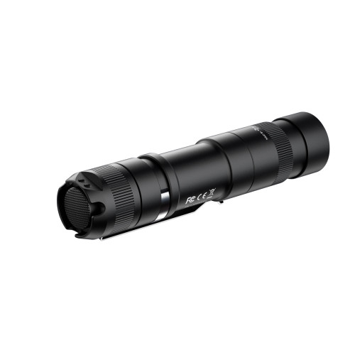 Wuben L3 3000 lumens EDC tactical flashlight, black, angled view showing tailcap and charging port.