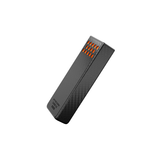 Nitecore CARBO 20 - 20000mAh Lightweight Fast-Charge Powerbank shown at an angle with orange hexagonal elements.