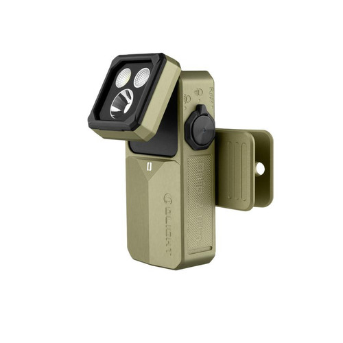 Olight Oclip 2 Ultra 580lm Clip Light with UV in olive green, showing the adjustable head and integrated clip.