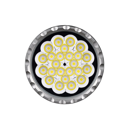 Top-down view of the Acebeam X80GT 3 - 30000 Lumen High-Power Exploration Torch's head, showing its many white LEDs.