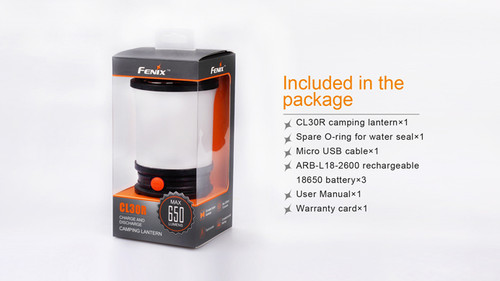 Fenix CL30R 650 lumen rechargeable camping lantern