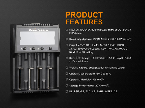 Fenix ARE-A4 Multifunctional 4-bays smart charger