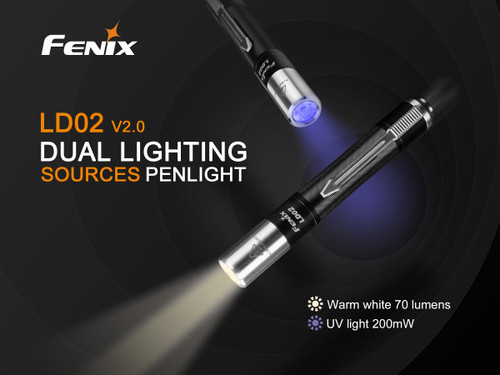 Fenix LD02 V2.0 Dual warm white and UV light LED penlight