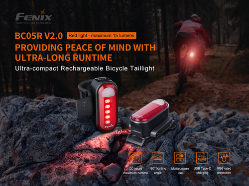 Fenix BC05R V2.0 USB-C rechargeable bicycle tail light 
