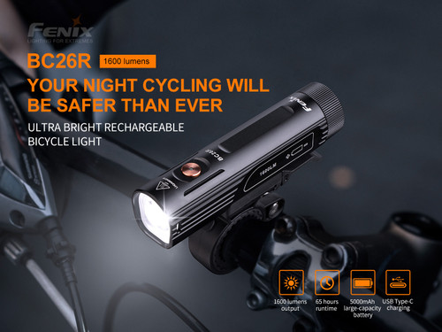 Fenix BC26R Wide-angle 1600 lumen rechargeable LED bike light