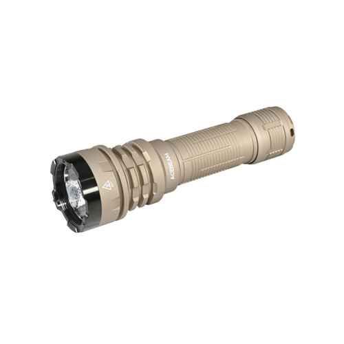 Acebeam Defender P17 - 4900 Lumen Dual-switch Tactical Torch in tan, angled view.
