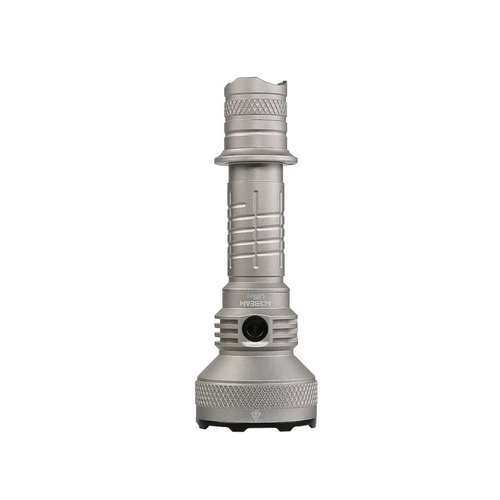 AceBeam L35 2.0 - 650 metre 5000 lumen long range tactical torch in silver, front view.