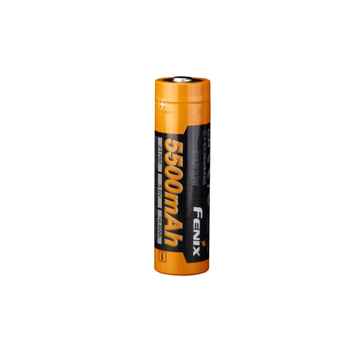 Fenix ARB-L21-5500 - 5500mAh Protected Rechargeable 21700 Li-ion Battery in a vertical orientation.