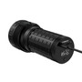Lumintop Mach 4695 V2.0 Compact 26000 lumen 520m throw rechargeable torch charging via USB-C, showing display.
