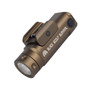 Angled view of Black Scout Survival tactical flashlight in bronze.