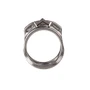 Overhead view of the RovyVon Pioneer P1 ring with a pointed top and engraved logo, showcasing its unique design.