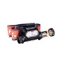 Fenix HM65R-T V2.0 Dual output 1600 lumen USB-C rechargeable headlamp with battery compartment open.