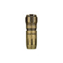 Front view of the Olight i18 Brass Limited Edition Keychain Light, showcasing its compact design.