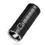 Lumintop DF2 1600 Lumen USB-C Rechargeable Torch with 46800 Battery, angled view showing head and glowing button.