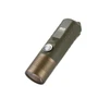 Angled view of the green RovyVon Aurora A21 1000 Lumens Rechargeable EDC Torch, highlighting the button.