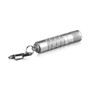 Lumintop Silver Fox 760 Lumens Keyring Torch side view with keyring and carabiner attached.