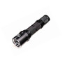 Weltool T6 LED flashlight, black, showing the lens and textured body, on a white background.