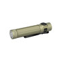 Olight Baton Ultra olive green flashlight, angled view showing magnetic tailcap.