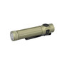 Olight Baton Ultra olive green flashlight, angled view showing the magnetic tailcap charging port.