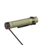 Olight Baton Ultra olive green flashlight charging via magnetic cable, angled view.