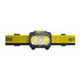 Nitecore UT27 headlamp with yellow strap, straight front view of the dual lights.