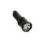 Nitecore P27ix tactical flashlight angled view, highlighting the triple LED head and textured body.