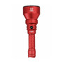 Acebeam T29 red flashlight, standing upright, showing the front view and textured grip.