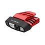 Klarus HC3 Pro clip-on rechargeable motion sensor light with red clip folded, front angled view.