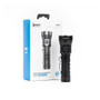 Wubenlight A22 4500 lumen high power rechargeable flashlight standing next to its retail packaging box.