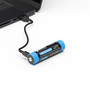 Wubenlight Wuben Abe3400 18650 3400mAh battery charging via Type-C cable connected to a laptop.