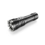 Wuben T70 tactical flashlight, black, angled view showing the side power button and reflector.