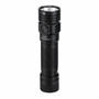 Angled view of the Skilhunt M300 V4 compact LED flashlight standing upright, featuring its logo and side switch.
