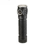 Skilhunt EC200 black flashlight standing upright, showcasing its side-facing LED emitter and textured grip.