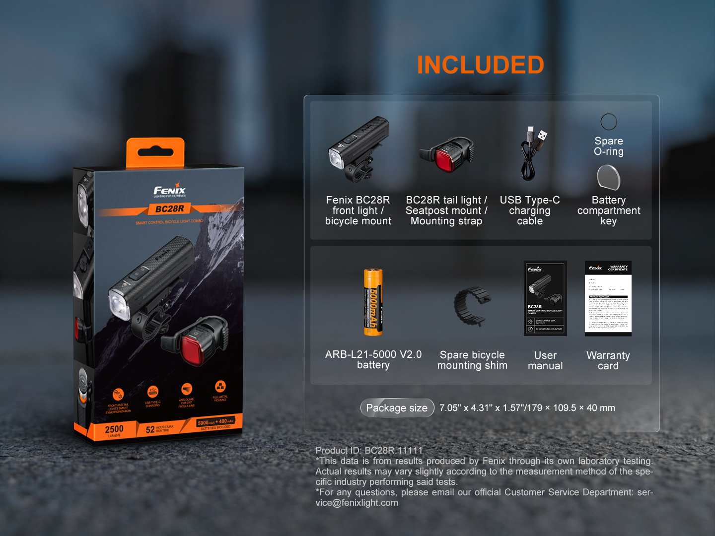 Fenix BC28R 2500 Lumen Smart Head & Tail Bike Light Set
