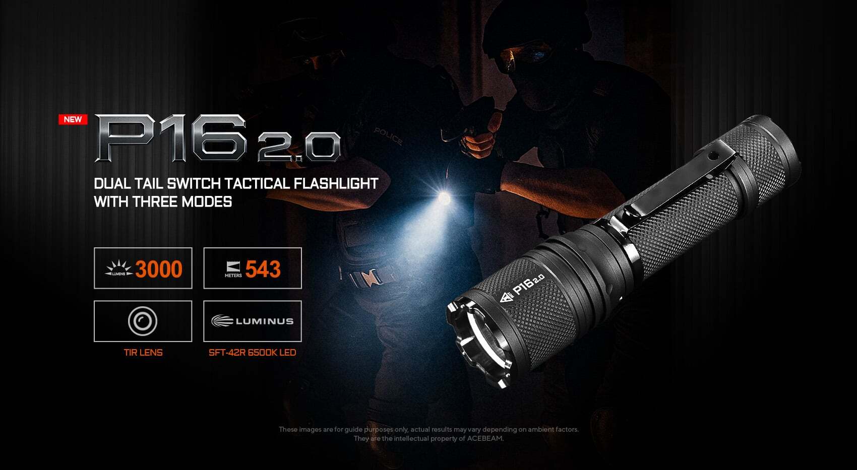 AceBeam Defender P16 2.0 3000 Lumen Tactical LED Torch