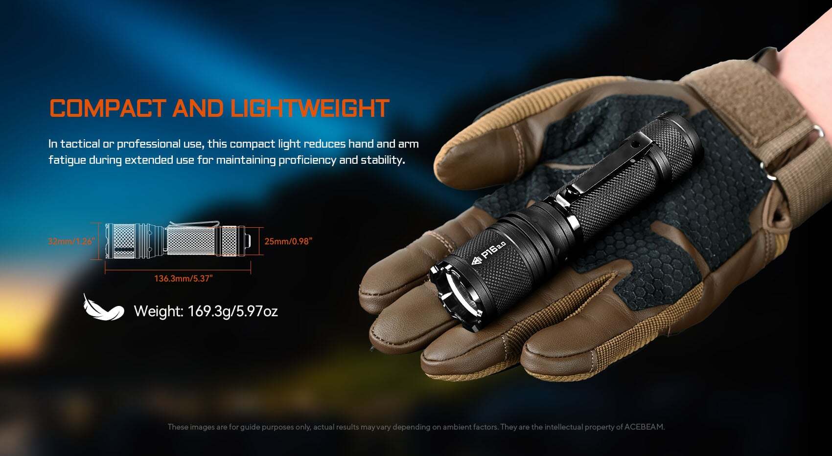 AceBeam Defender P16 2.0 - 3000 Lumen Tactical LED Torch