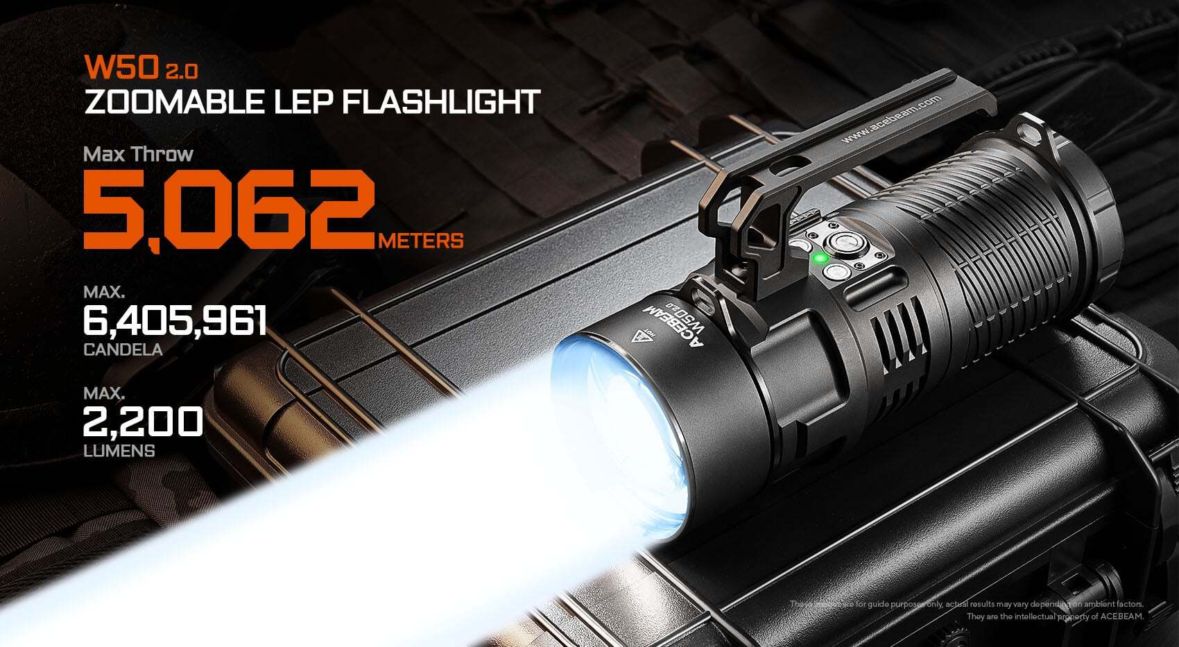 AceBeam W50 2.0 Industrial Grade Focusable Output 5km Ultra-Throw LEP Searchlight